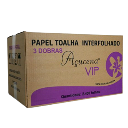 PAPEL TOALHA INTERFOLHADO 3 DOBRAS - Açucena - 2400 folhas