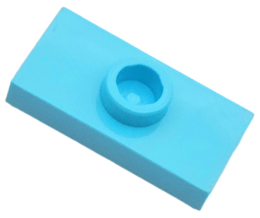 P001 - LEGO® Plate, Modified 1 x 2 - NOVO - Original - cod 15573 - Medium Azure