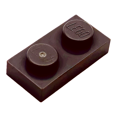 LEGO® Plate 1 x 2 - Dark Brown - PB00067