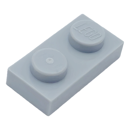 LEGO® Plate 1 x 2 - Light Bluish Gray - PB00069
