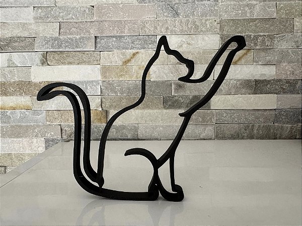 Escultura Minimalista de Cachorro e Gato Enfeite Estatueta Decorativo Pet