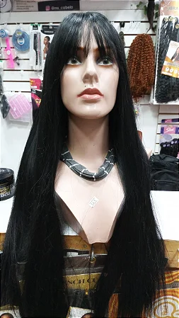 Peruca Wig lisa 70 cm com franja