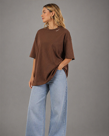 Camisa Oversized Feminina- Marrom