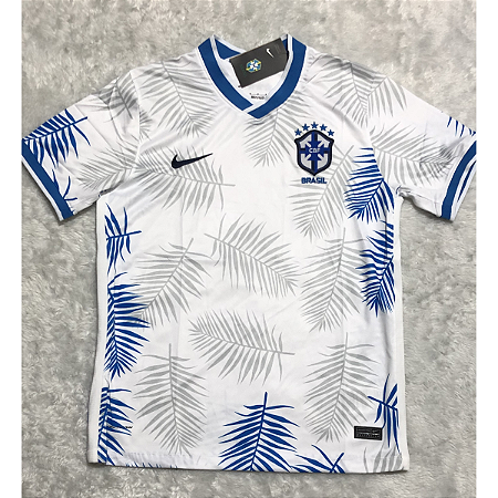 Camisa Brasil Torcedor Masculina Branco e Azul