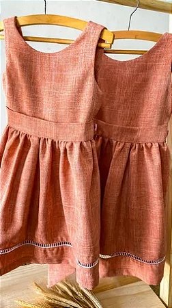 Vestido em Tecido alfaiataria Melange Salmão