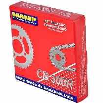 KIT RELAÇÃO TRANSMISSÃO HAMP HONDA CB 300R (TODOS OS ANOS) COM RETENTOR 520H