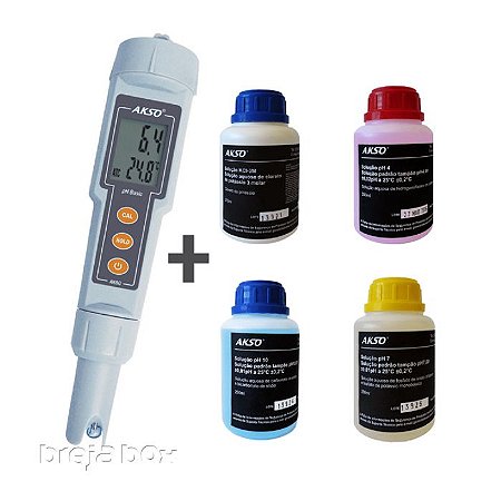 Combo pH: Medidor de pH eletrônico + soluções de calibração - Breja Box