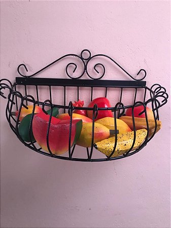 Fruteira Oval Parede + Kit Frutas Decorativas