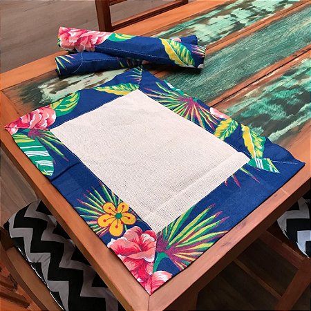 Jogo Americano Decoração Mesa Rustico Azul