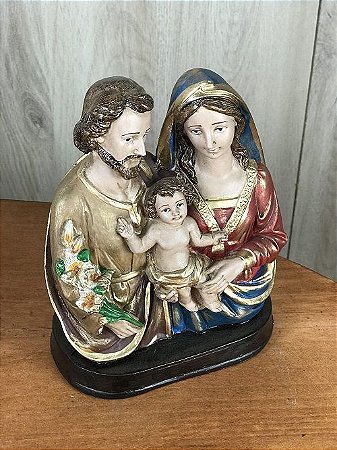 Imagem Religiosa Busto Sagrada Familia em Gesso 30cm