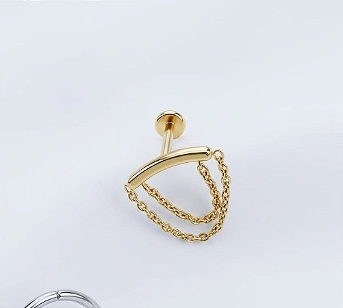 Labret com Corrente Dupla Gold 8mm