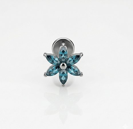 Labret Titânio Flor Turquesa 8mm