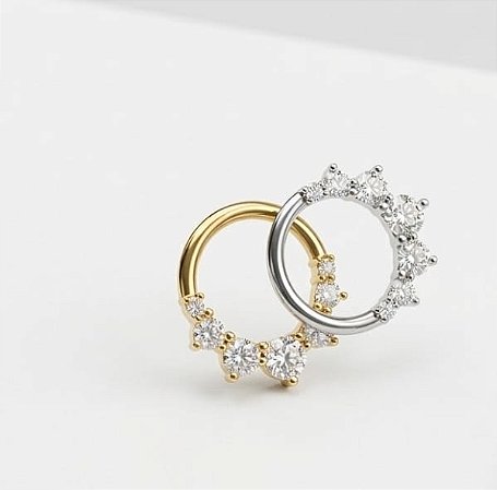 Argola Zirconia 10mm para Daith e Septo