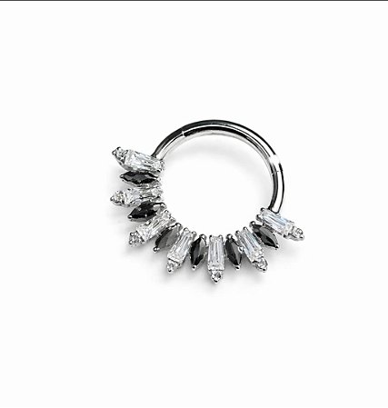Argola Black Daith Septo 10mm Cristal