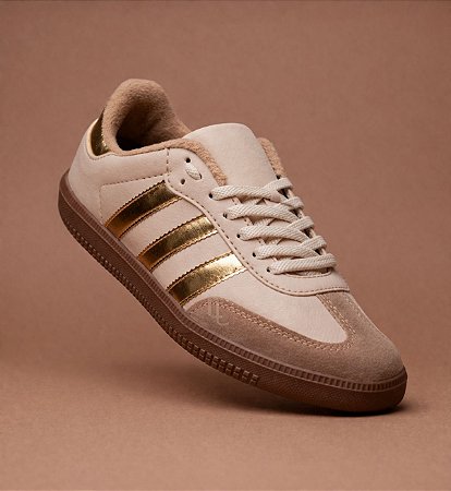 Tênis Adidas Samba Branco com Dourado