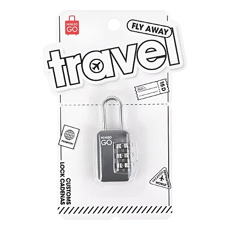 Cadeado Para Mala De Viagem Miniso Segurança Compacto CINZA ESCURO