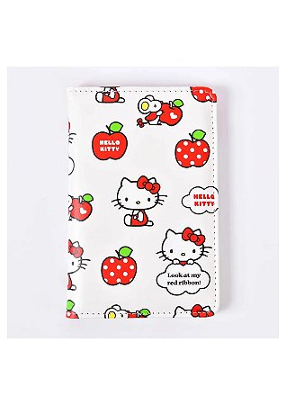 Porta Passaporte Hello Kitty Sanrio Maçãs Branco Miniso