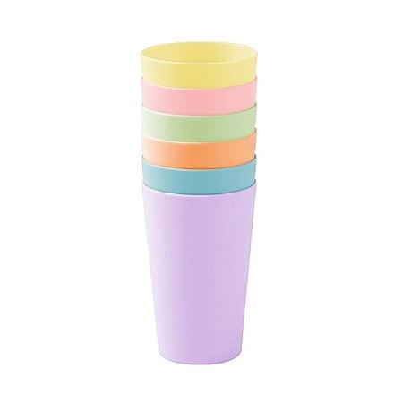 Kit 6 Copos Plástico Ecológicos Miniso Coloridos Sustentável