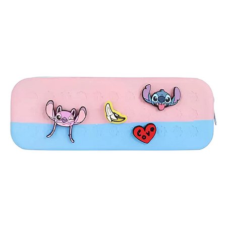 Estojo Escolar Silicone Lilo & Stitch MINISO Infantil 3d