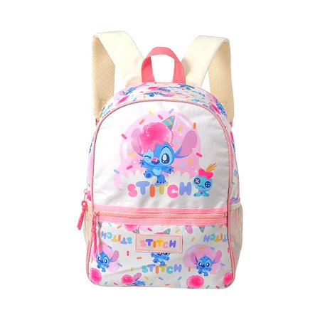 Mochila Escolar Stitch Disney Rosa Fofa Original Miniso