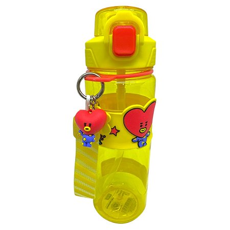 Garrafa Squeeze BT21 TATA Fofa Com Chaveiro Miniso