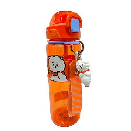 Garrafa Squeeze BT21 RJ Fofa Com Chaveiro Miniso