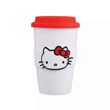 Copo de Cerâmica Tampa de Silicone Hello Kitty Sanrio Miniso