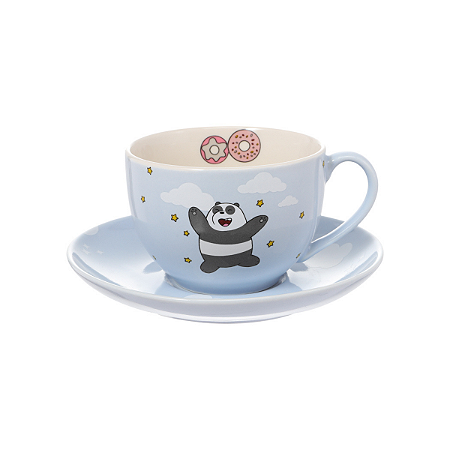 Xícara com pires de cerâmica Fofa We Bare Bears Panda Miniso