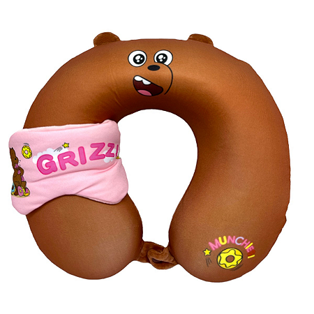 Travesseiro de Pescoço com máscara We Are Bears Pardo Miniso