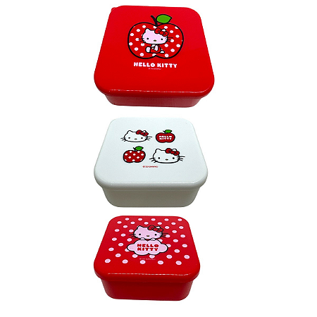 Kit 3 Potes Marmitinha Lancheira Hello Kitty  Sanrio Miniso