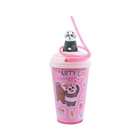 COPO COM CANUDO ESPIRAL PARTY CAVE PANDA MINISO 480 ML.