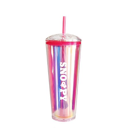 Copo de Plástico Snoopy Miniso Canudo Parede Dupla 800ml