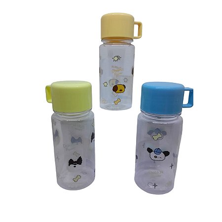 GARRAFA DE PLÁSTICO COM ALÇA COLEÇÃO DOGGIE POWER 390 ML.