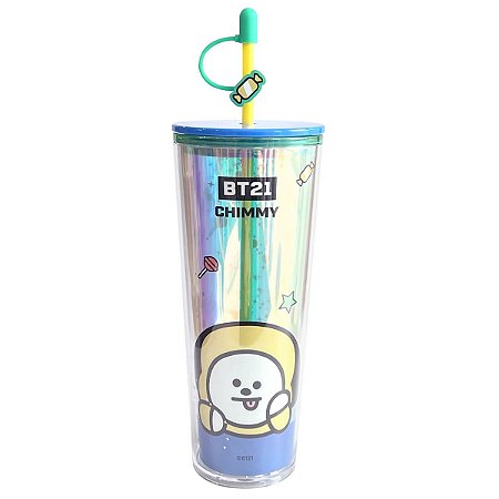 COPO DE CAMADA DUPLA COLEÇÃO BT21 CHIMMY 800ML. MINISO