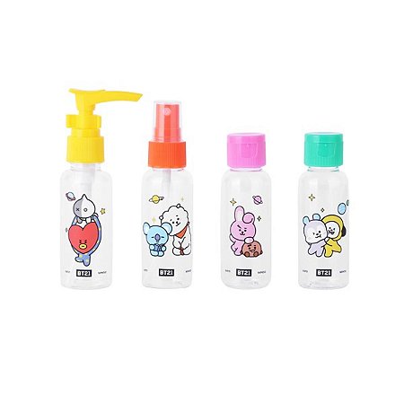 Kit Frascos Viagem BT21 Personagens BTS Fofo Miniso