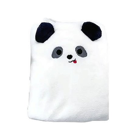 TOALHA DE ROSTO MODELO ANIMAL FACES PANDA TAMANHO 80X30cm. COR BRANCO