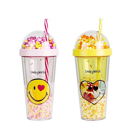COPO DE PLÁSTICO MODELO TUMBLER SMILEY WORLD 420ml.