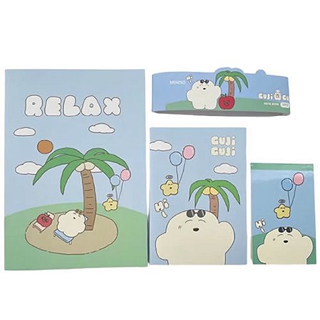 KIT COM 3 CADERNOS DE ANOTAÇÕES MODELO GUJI GUJ