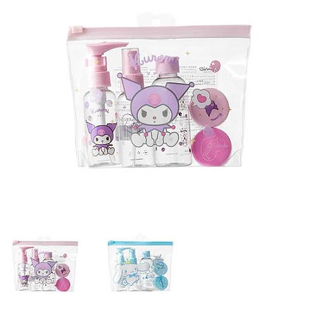 Kit Necessaire Com Frascos Sanrio Miniso Kuromi Cinnamoroll