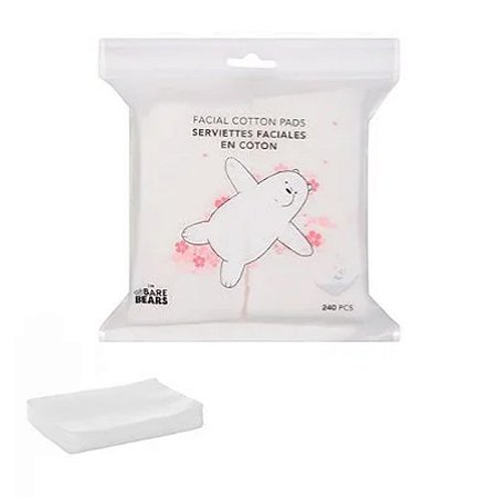 ALGODÃO FACIAL 240 PEÇAS  URSO SEM CURSO POLAR MINISO