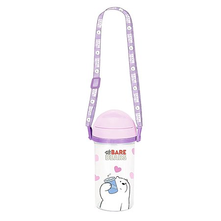 GARRAFA COM ALÇA DE OMBRO E CANUDO 400 ML URSO SEM CURSO POLAR COR ROXA