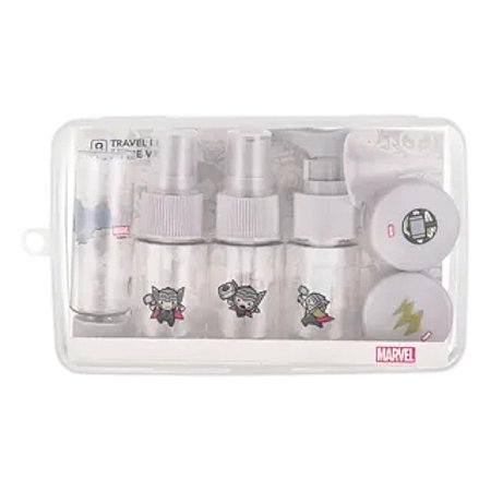 Kit De Frascos Para Viagem Marvel Thor Cinza 8 Peças Miniso