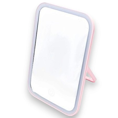 ESPELHO PARA MAQUIAR ROSA COM LUZ DE LED USB MINISO