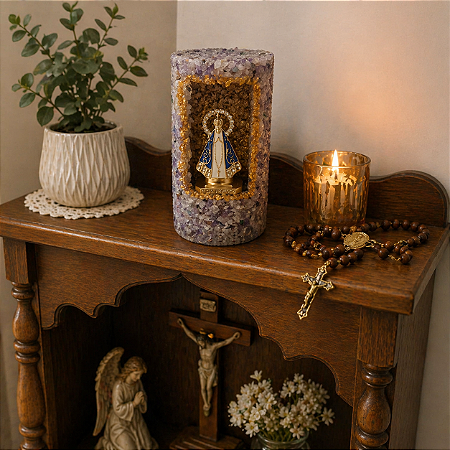 Gruta Nossa Senhora Aparecida com Cristal Ametista