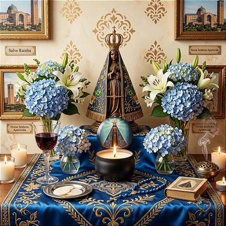 Vela Aromática na Lata Nossa Senhora Aparecida com Tampa Ilustrada - Altar e Oração