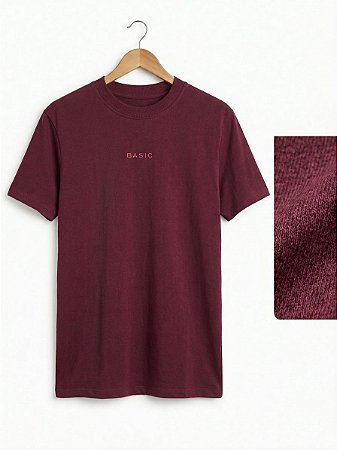 Camiseta Masculina Básica Bordô Manga Curta
