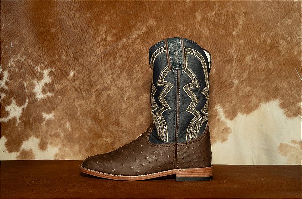BOTA DGO COD 2528100215G2P- AVESTRUZ TABACO AZUL MARINHO