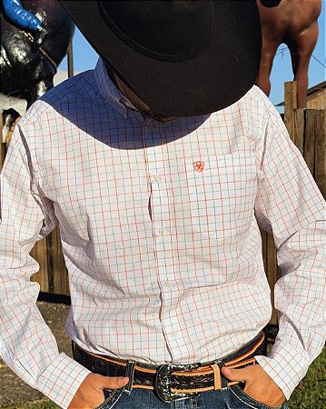 CAMISA MASCULINA M/L IMP ARIAT XADREZ BRANCA