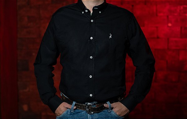 CAMISA MASC SLIM M/L	PRETA	AUSTIN