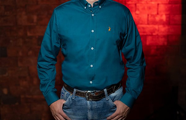 CAMISA MASC SLIM M/L	VERDE PETROLEO	AUSTIN